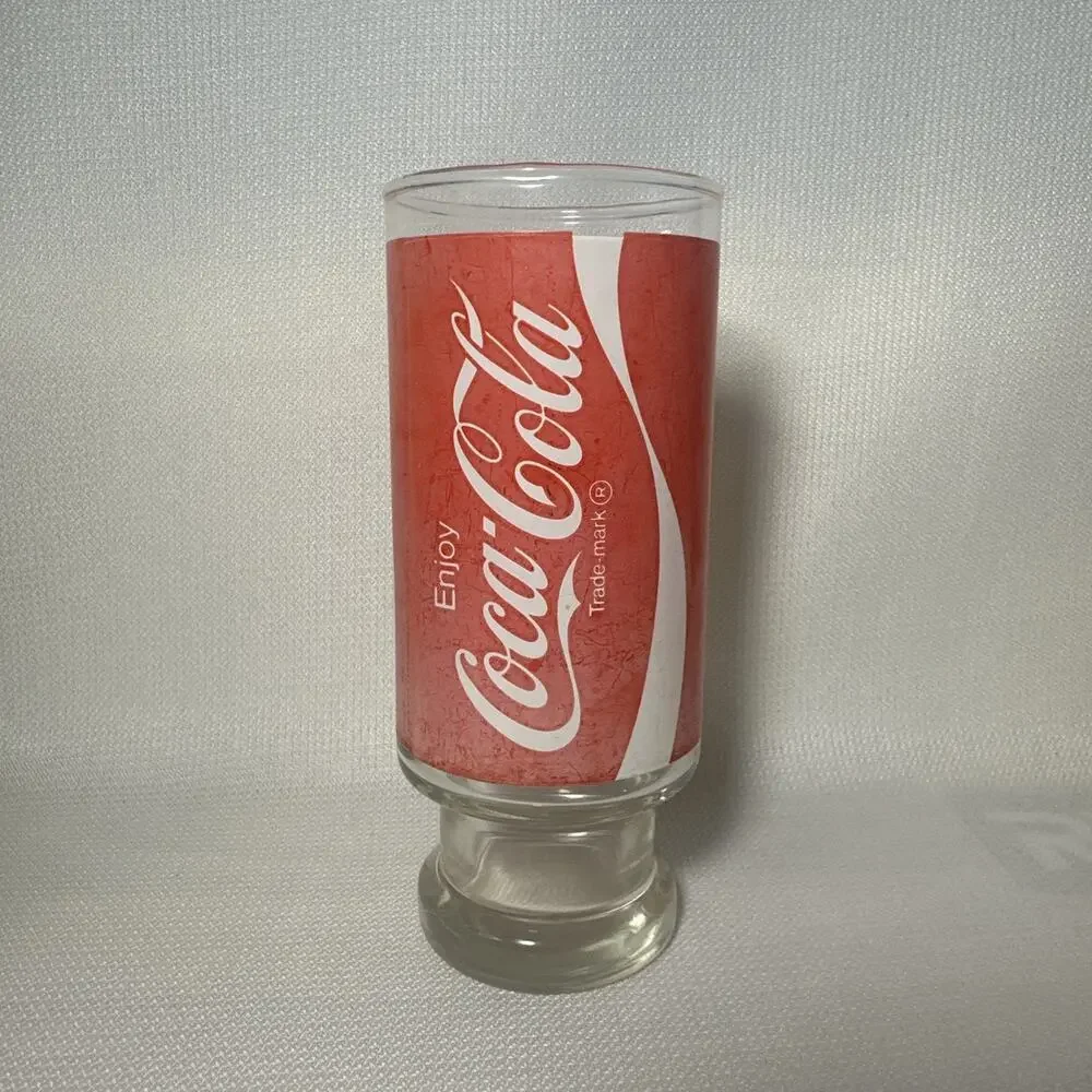 Vintage Coca Cola Enjoy Coke Pedestal Drinking Glass Cup 6.5